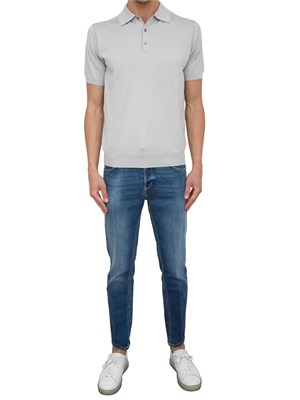 Jeans uomo PT Torino in ocean blue denim stretch con schiariture e baffi effetto grafico in UOMO