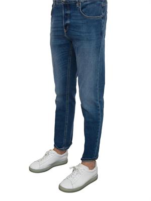 Jeans uomo PT Torino in ocean blue denim stretch con schiariture e baffi effetto grafico in UOMO