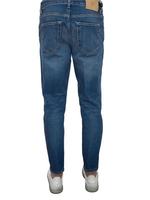 Jeans uomo PT Torino in ocean blue denim stretch con schiariture e baffi effetto grafico in UOMO