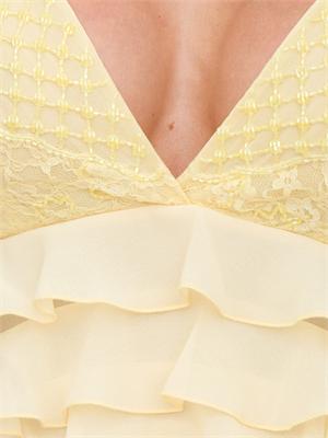 Abito lungo giallo Elisabetta Franchi in georgette con balze in DONNA