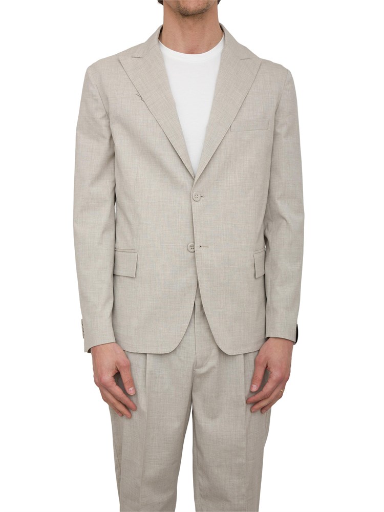 Giacca monopetto Paolo Pecora in tela stretch ecru