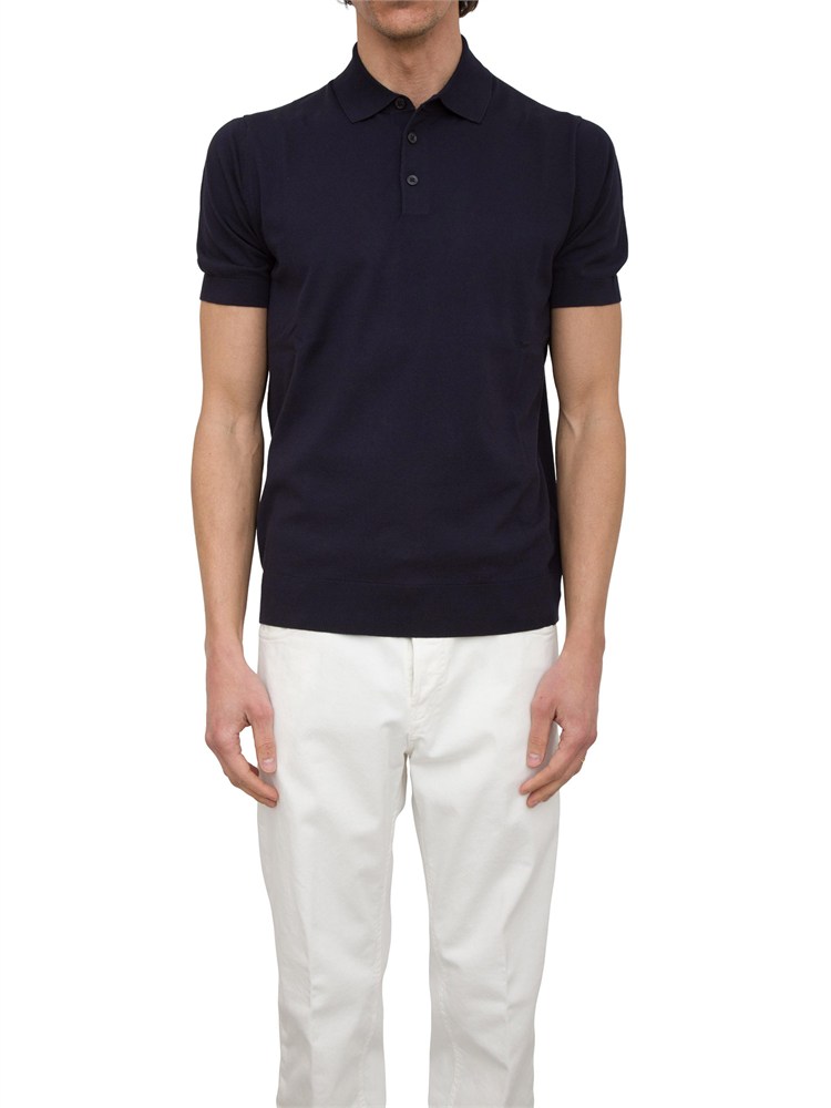 Polo in maglia Paolo Pecora in puro cotone Extrafine blu