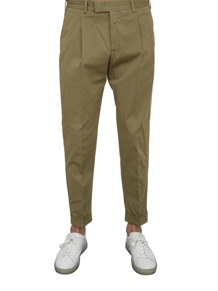 Pantaloni uomo PT Torino in gabardina di cotone verde linea carrot