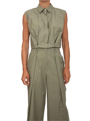 Camicia cropped verde iBlues in tessuto tech e taglio elegante in DONNA