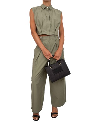Camicia cropped verde iBlues in tessuto tech e taglio elegante in DONNA