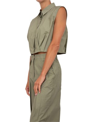 Camicia cropped verde iBlues in tessuto tech e taglio elegante in DONNA