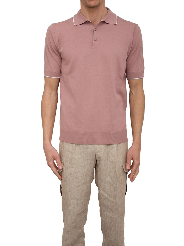 Polo Peserico in filato di puro cotone rosa