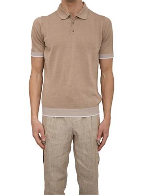 Polo Peserico in filato di lino e cotone crepe beige in UOMO