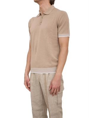 Polo Peserico in filato di lino e cotone crepe beige in UOMO