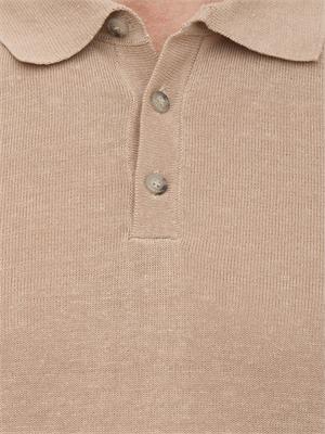 Polo Peserico in filato di lino e cotone crepe beige in UOMO