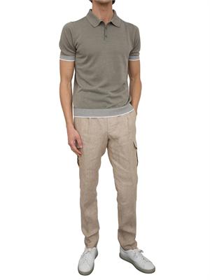 Polo Peserico in filato di lino e cotone crepe verde in UOMO