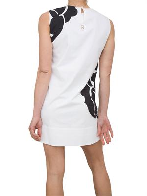Abito corto Blugirl in popeline bianco con stampa rosa nera in DONNA