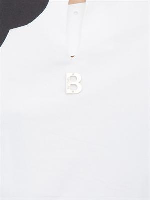 Abito corto Blugirl in popeline bianco con stampa rosa nera in DONNA