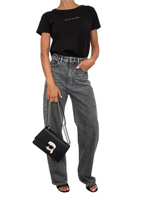 T-shirt donna Armani Exchange in cotone nero con logo lettering in DONNA