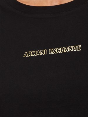 T-shirt donna Armani Exchange in cotone nero con logo lettering in DONNA