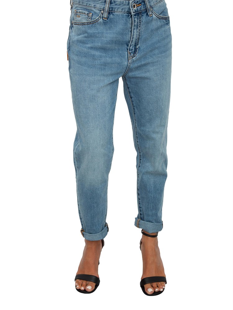Jeans da donna ARMANI Exchange boyfriend in cotone rigido effetto used