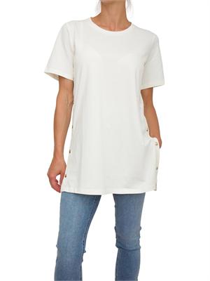 T-shirt bianca Liu Jo donna con spacchi laterali e bottoni dorati in DONNA