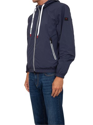Giubbino blu Peuterey idrorepellente e double face con cappuccio e inserti a contrasto in UOMO