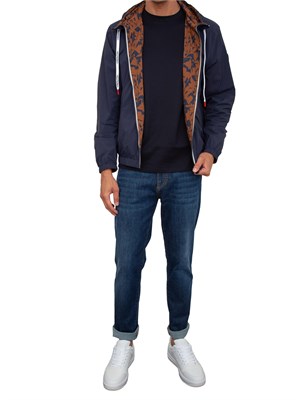 Giubbino blu Peuterey idrorepellente e double face con cappuccio e inserti a contrasto in UOMO