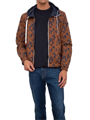 Giubbino blu Peuterey idrorepellente e double face con cappuccio e inserti a contrasto in UOMO