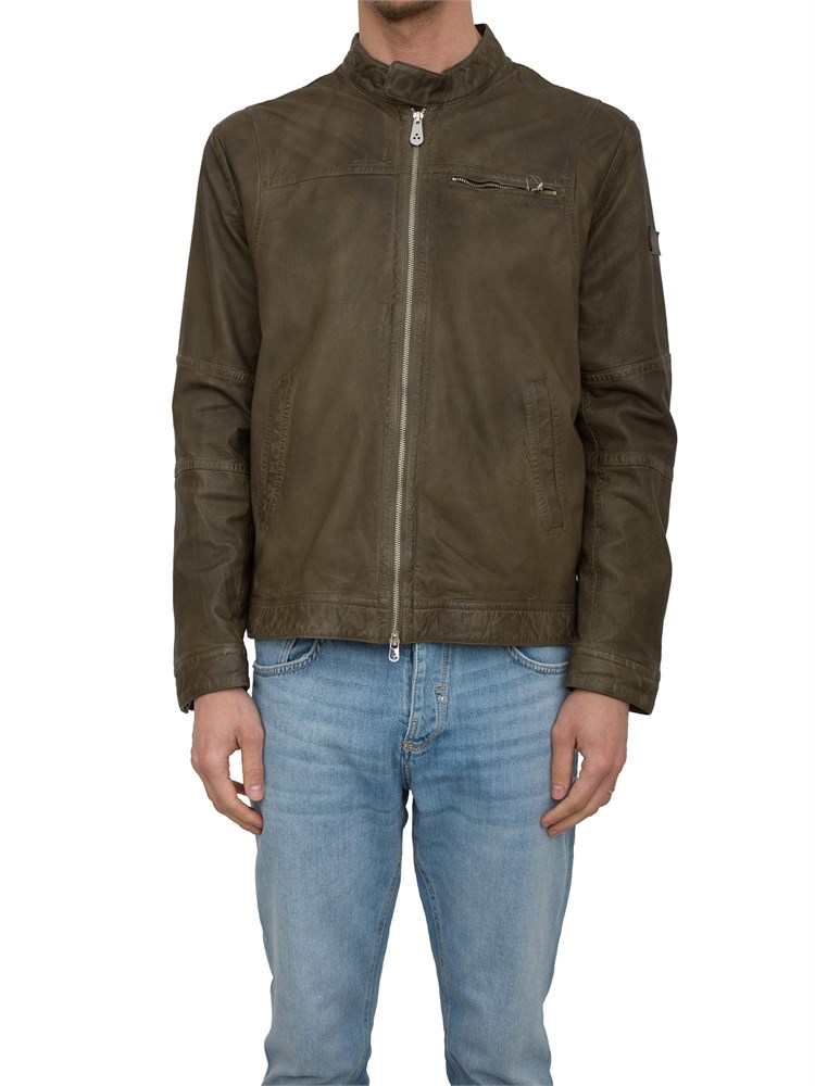 Giubbino pelle verde Peuterey modello biker