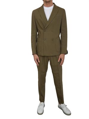 Pantaloni Boss verde con fit affusolato in misto lino in UOMO