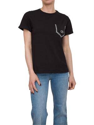 T-shirt nera Liu Jo applicazioni strass a taschina in DONNA