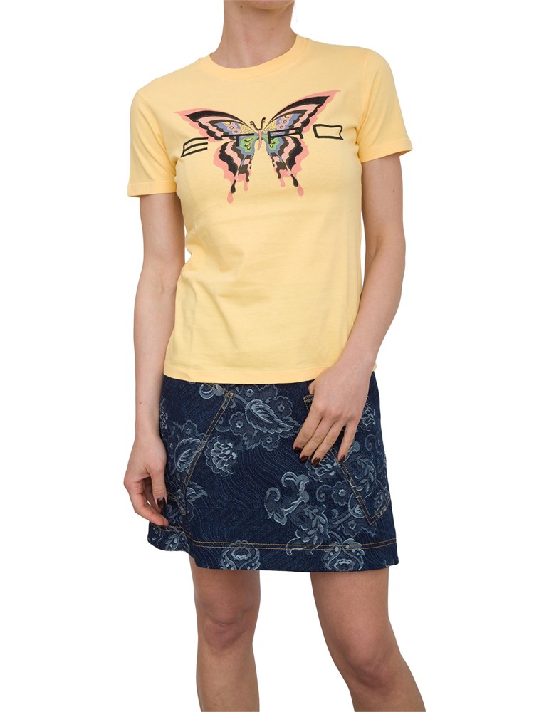 T-shirt Etro gialla con stampa farfalla