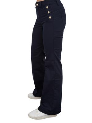 Pantaloni blu Liu Jo modello bottom up flare con bottoni gioiello in DONNA
