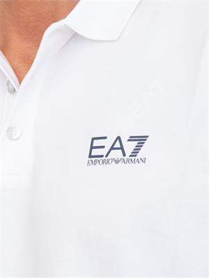 Polo uomo Ea7 Emporio Armani Tennis Club in cotone stretch bianco in UOMO