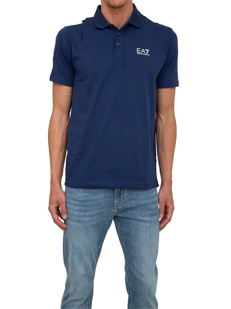 Polo uomo Ea7 Emporio Armani Tennis Club in cotone stretch blu