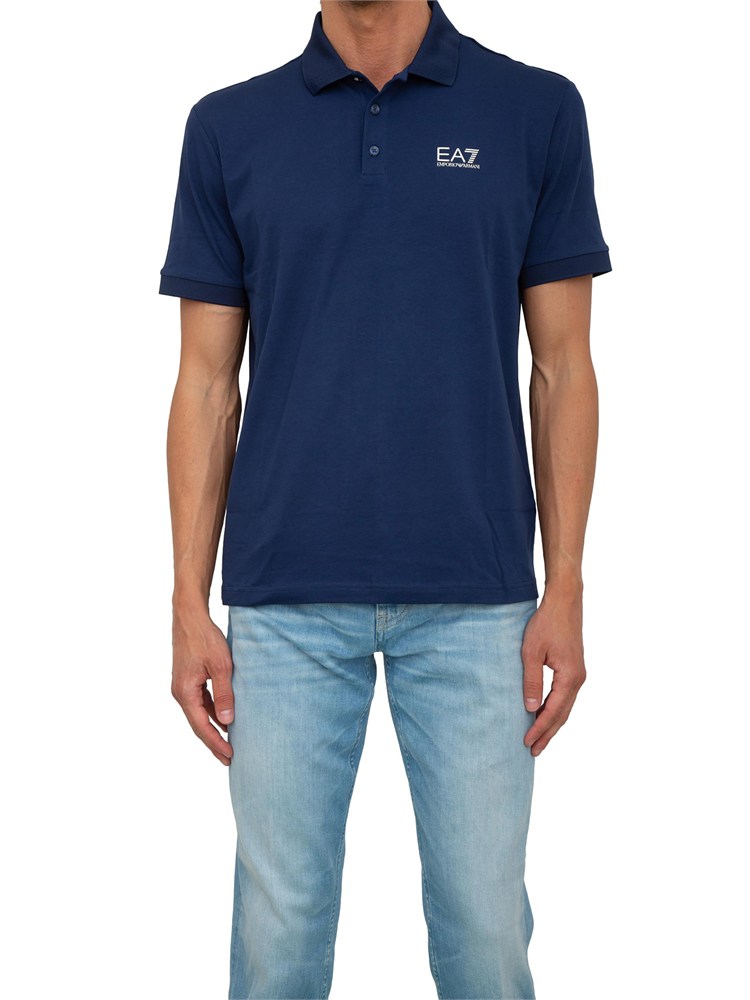 Polo uomo EA7 Emporio Armani Tennis Club in cotone stretch blu
