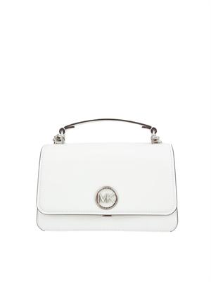 Borsa satchel Michael Michael Kors in pelle bianca con metalleria argento in DONNA