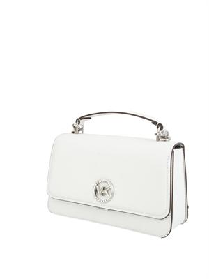Borsa satchel Michael Michael Kors in pelle bianca con metalleria argento in DONNA