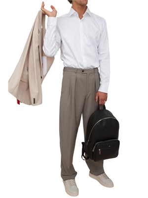 Camicia Boss bianco con fit moderno in satin di cotone elasticizzato in UOMO