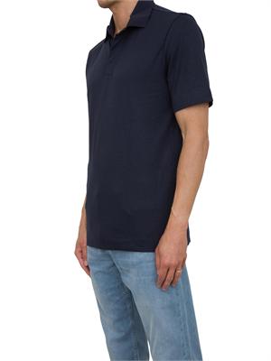 Polo Boss blu realizzata in maglia fine leggermente elasticizzata. in UOMO