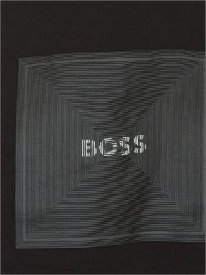 T-shirt Boss nero con grafica con logo a righe sottili in UOMO