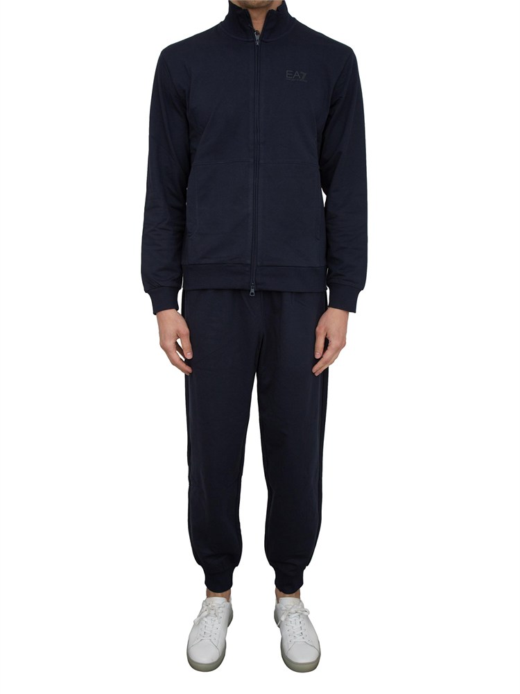 EA7 EMPORIO ARMANI Tuta Ea7 full zip Visibility in cotone blu