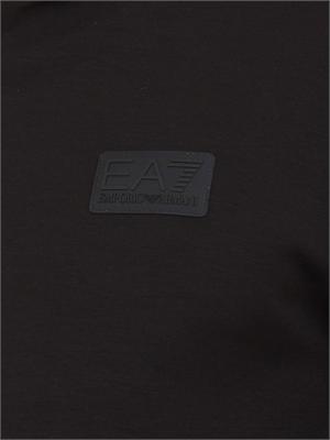 EA7 EMPORIO ARMANI Felpa con cappuccio EA7 in interlock di misto cotone nero in UOMO