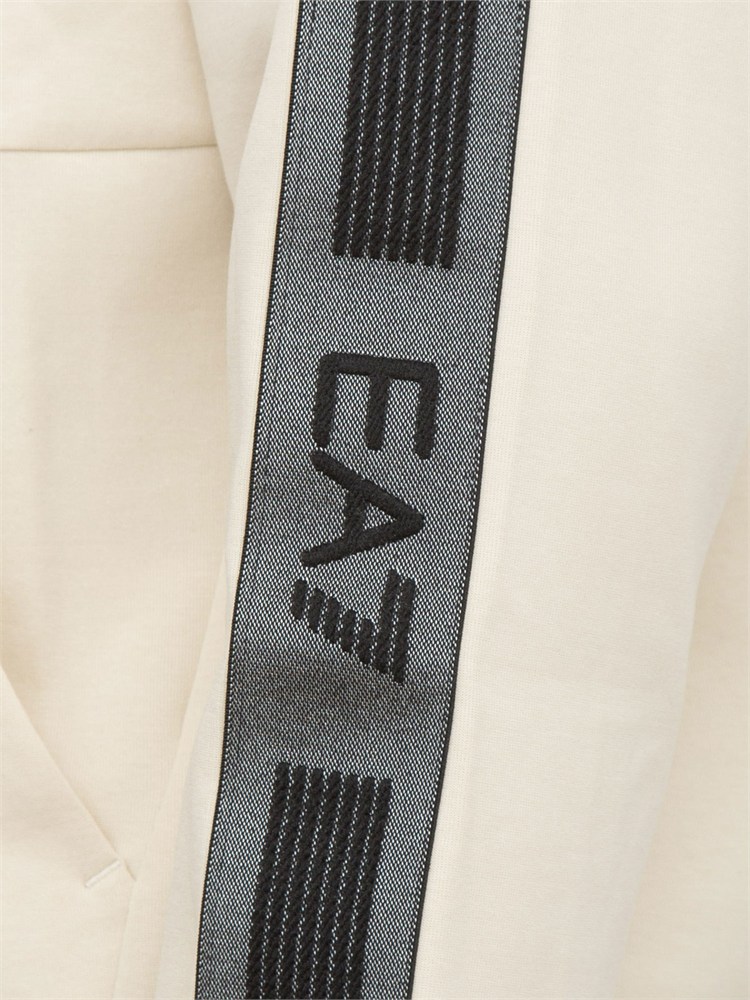 EA7 EMPORIO ARMANI Felpa con cappuccio  EA7 Logo Series in jersey di cotone avorio