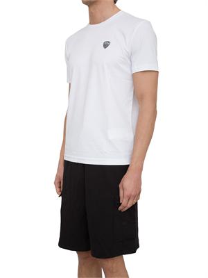 EA7 EMPORIO ARMANI T-shirt EA7 girocollo Premium Shield in misto viscosa stretch bianco in UOMO