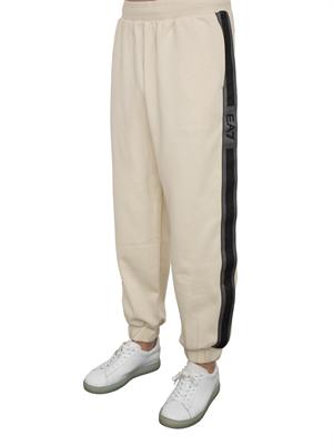 EA7 EMPORIO ARMANI Pantaloni jogger EA7 Logo Series in misto cotone avorio in UOMO