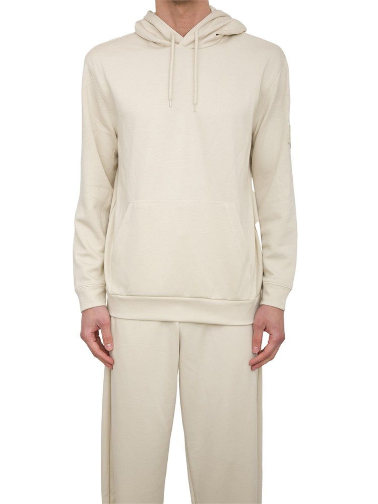EA7 EMPORIO ARMANI Felpa con cappuccio EA7 Core Identity Unisex in misto viscosa stretch avorio