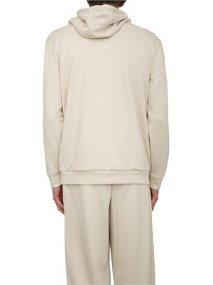 EA7 EMPORIO ARMANI Felpa con cappuccio EA7 Core Identity Unisex in misto viscosa stretch avorio in UOMO