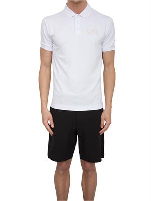 Polo uomo Ea7 Emporio Armani Gold Label in jersey di viscosa bianca in UOMO