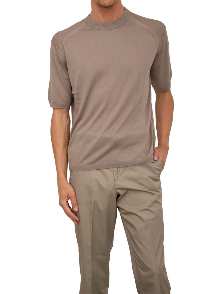 Maglia uomo Emporio Armani in misto cotone, seta e lyocell beige tortora