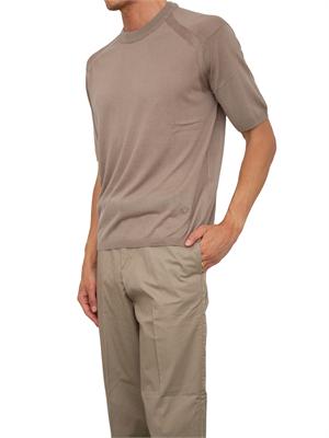 Maglia uomo Emporio Armani in misto cotone, seta e lyocell beige tortora in UOMO