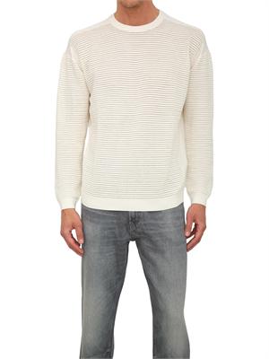 Maglione bianco Emporio Armani uomo con trama effetto micro traforato in UOMO