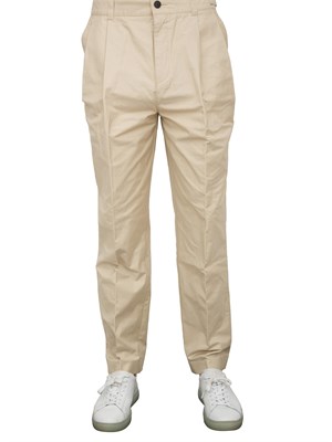 BOSS Pantaloni Hugo relaxed fit in misto cotone beige in UOMO