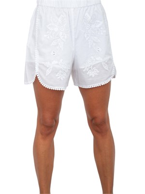 Shorts iBlues in popeline di cotone bianco con ricami in DONNA